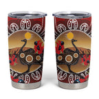 Sturt's Desert Pea And Emu Australia Tumbler Cup Uluru Aboriginal Art