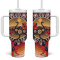 Sturt's Desert Pea And Emu Australia Tumbler With Handle Uluru Aboriginal Art