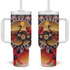 Sturt's Desert Pea And Emu Australia Tumbler With Handle Uluru Aboriginal Art