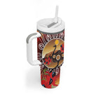 Sturt's Desert Pea And Emu Australia Tumbler With Handle Uluru Aboriginal Art