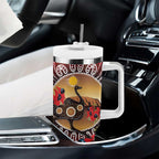 Sturt's Desert Pea And Emu Australia Tumbler With Handle Uluru Aboriginal Art