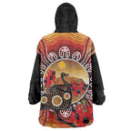 Sturt's Desert Pea And Emu Australia Wearable Blanket Hoodie Uluru Aboriginal Art