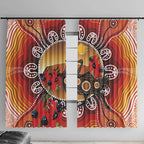 Sturt's Desert Pea And Emu Australia Window Curtain Uluru Aboriginal Art