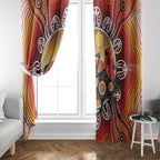Sturt's Desert Pea And Emu Australia Window Curtain Uluru Aboriginal Art