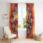 Sturt's Desert Pea And Emu Australia Window Curtain Uluru Aboriginal Art