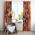 Sturt's Desert Pea And Emu Australia Window Curtain Uluru Aboriginal Art