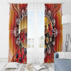 Sturt's Desert Pea And Emu Australia Window Curtain Uluru Aboriginal Art