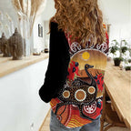 Sturt's Desert Pea And Emu Australia Women Casual Shirt Uluru Aboriginal Art