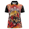 Sturt's Desert Pea And Emu Australia Women Polo Shirt Uluru Aboriginal Art