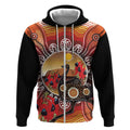 Sturt's Desert Pea And Emu Australia Zip Hoodie Uluru Aboriginal Art