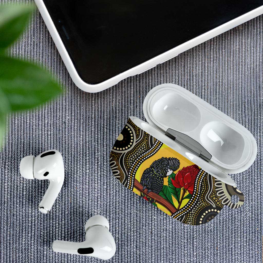 Waratah And Banksian Cockatoo AirPods Case Aboriginal Art - Aussie Hoodie