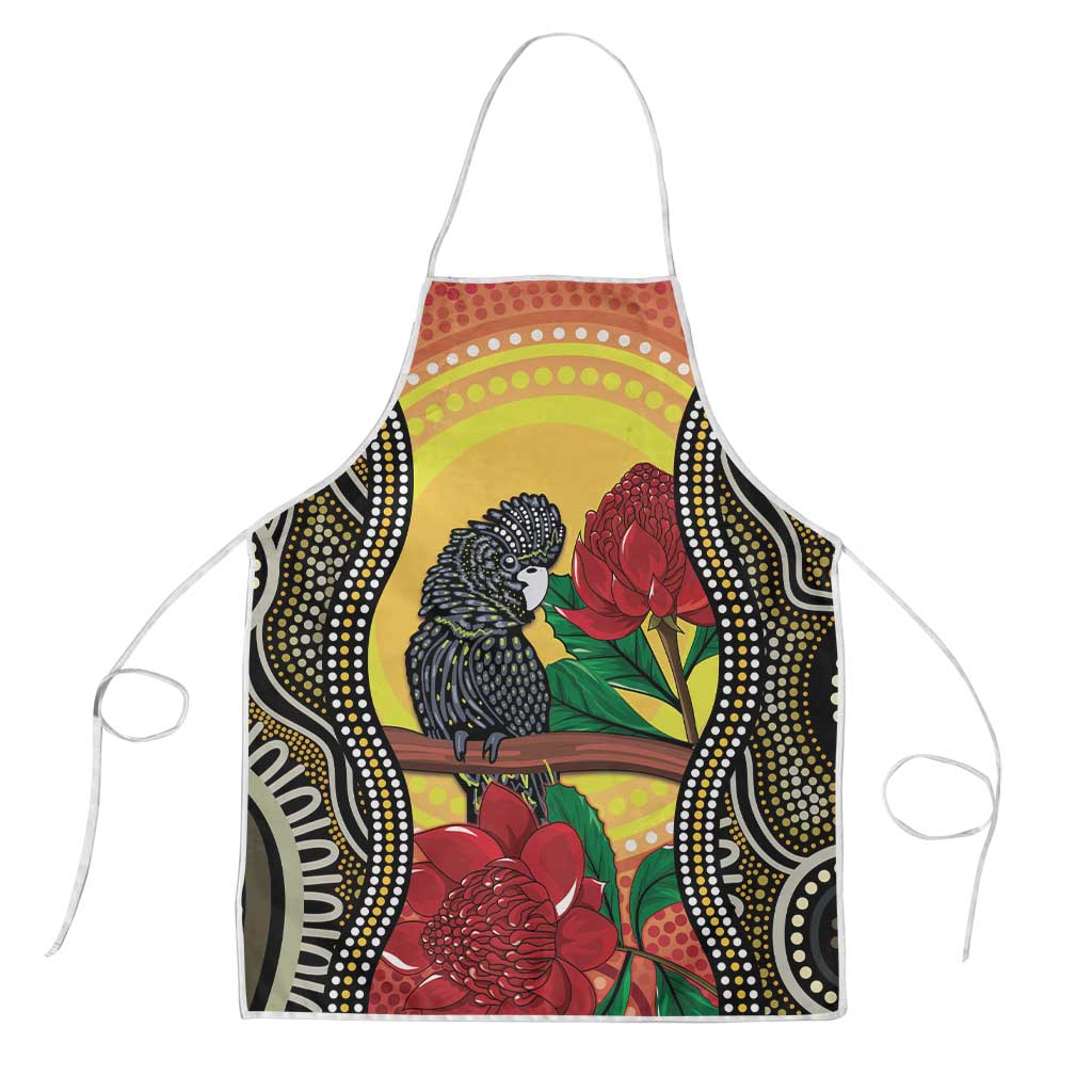 Waratah And Banksian Cockatoo Apron Aboriginal Art - Aussie Hoodie
