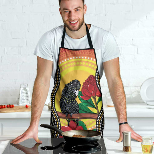 Waratah And Banksian Cockatoo Apron Aboriginal Art - Aussie Hoodie