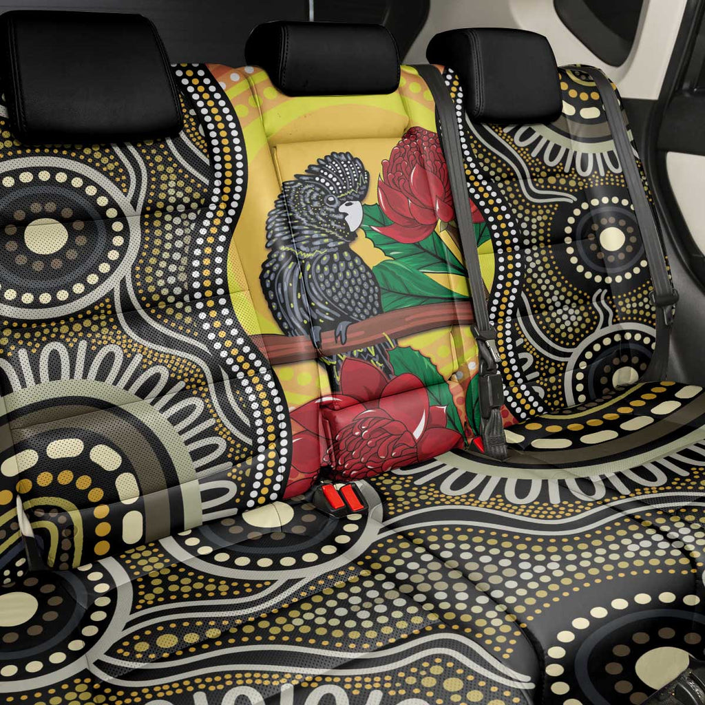 Waratah And Banksian Cockatoo Back Car Seat Cover Aboriginal Art