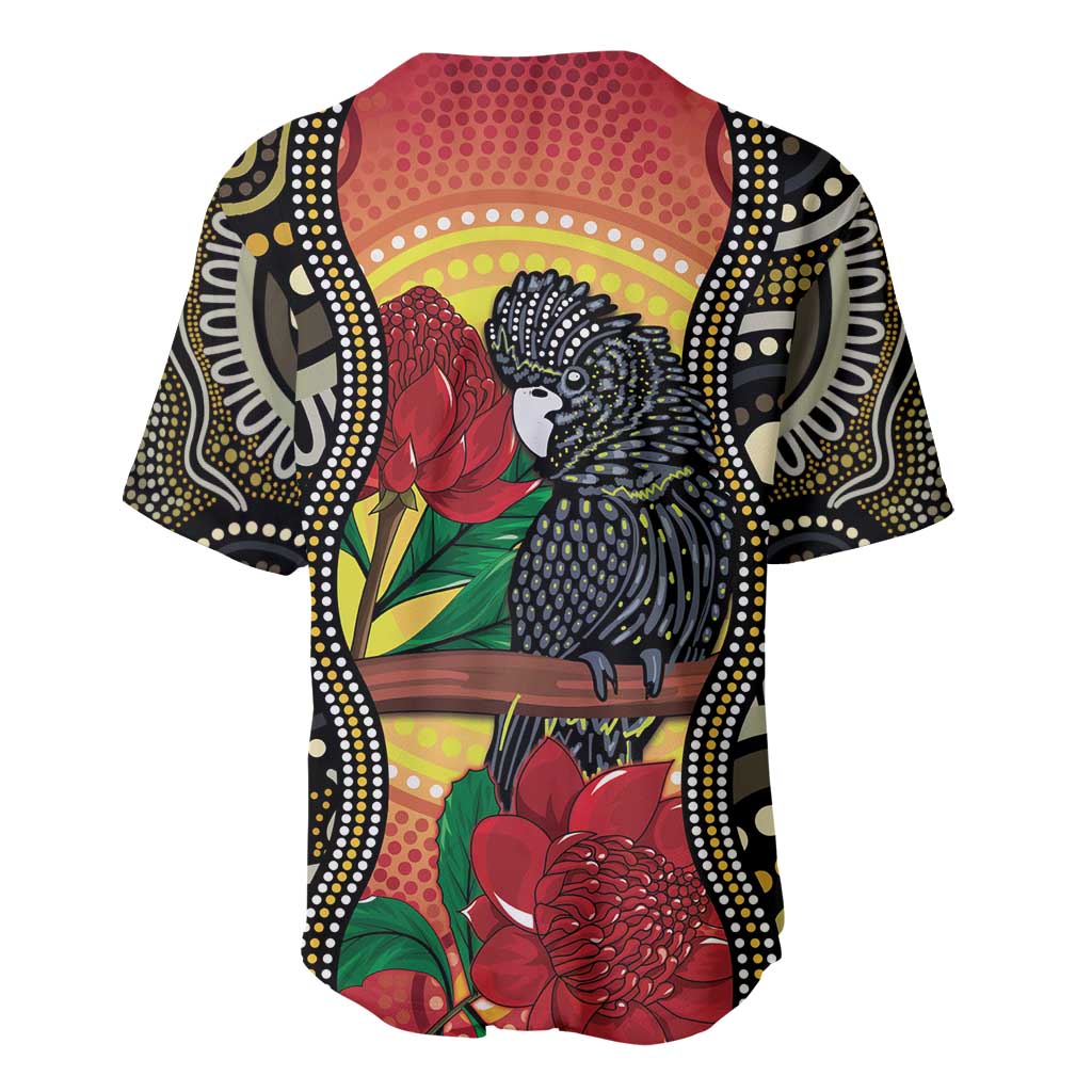 Waratah And Banksian Cockatoo Baseball Jersey Aboriginal Art