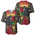 Waratah And Banksian Cockatoo Baseball Jersey Aboriginal Art