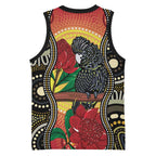 Waratah And Banksian Cockatoo Basketball Jersey Aboriginal Art - Aussie Hoodie