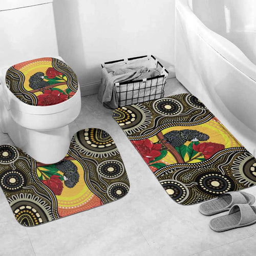 Waratah And Banksian Cockatoo Bathroom Set Aboriginal Art - Aussie Hoodie