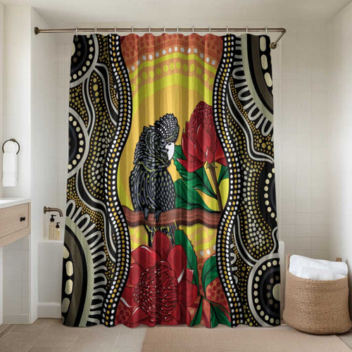 Waratah And Banksian Cockatoo Bathroom Set Aboriginal Art - Aussie Hoodie