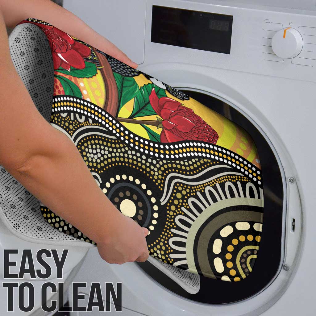 Waratah And Banksian Cockatoo Bathroom Set Aboriginal Art - Aussie Hoodie