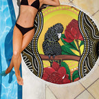 Waratah And Banksian Cockatoo Beach Blanket Aboriginal Art
