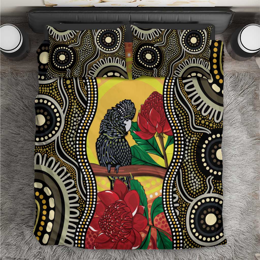 Waratah And Banksian Cockatoo Bedding Set Aboriginal Art