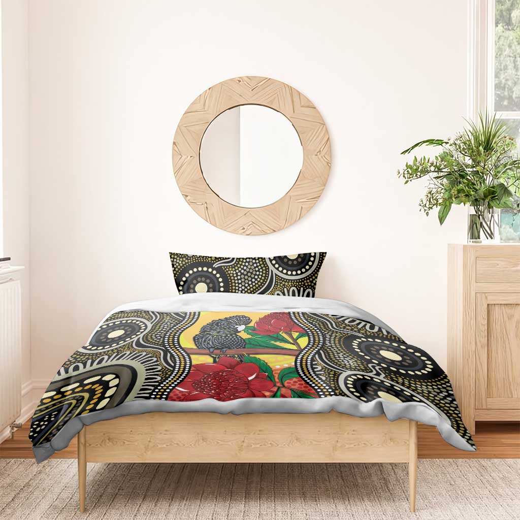 Waratah And Banksian Cockatoo Bedding Set Aboriginal Art