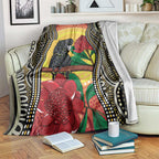 Waratah And Banksian Cockatoo Blanket Aboriginal Art