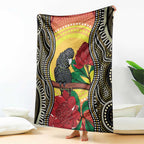 Waratah And Banksian Cockatoo Blanket Aboriginal Art