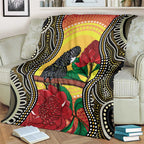 Waratah And Banksian Cockatoo Blanket Aboriginal Art