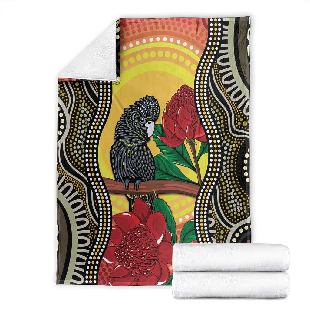 Waratah And Banksian Cockatoo Blanket Aboriginal Art