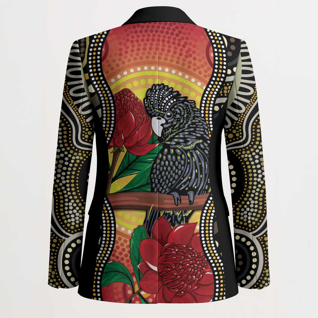 Waratah And Banksian Cockatoo Blazer Aboriginal Art - Aussie Hoodie