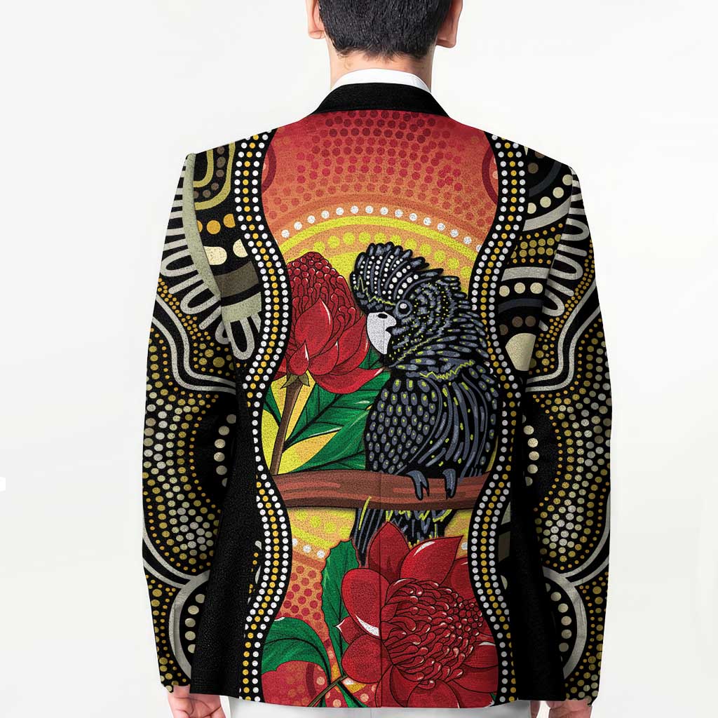 Waratah And Banksian Cockatoo Blazer Aboriginal Art - Aussie Hoodie