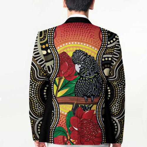 Waratah And Banksian Cockatoo Blazer Aboriginal Art - Aussie Hoodie
