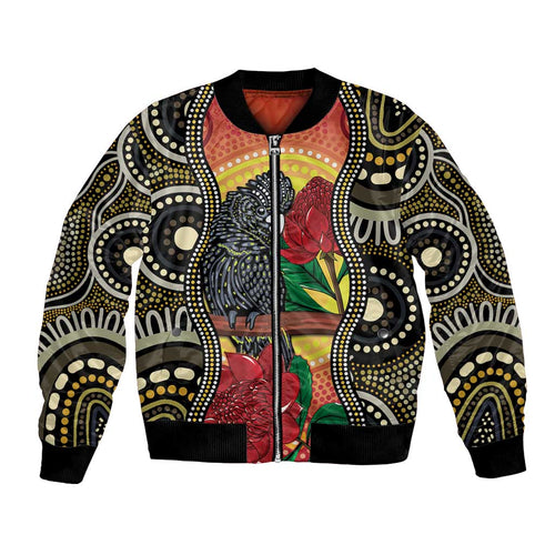 Waratah And Banksian Cockatoo Bomber Jacket Aboriginal Art