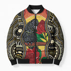 Waratah And Banksian Cockatoo Bomber Puffer Jacket Aboriginal Art - Aussie Hoodie