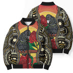 Waratah And Banksian Cockatoo Bomber Puffer Jacket Aboriginal Art - Aussie Hoodie