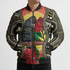 Waratah And Banksian Cockatoo Bomber Puffer Jacket Aboriginal Art - Aussie Hoodie
