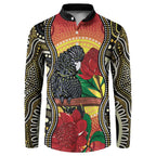 Waratah And Banksian Cockatoo Button Sweatshirt Aboriginal Art