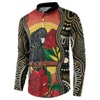 Waratah And Banksian Cockatoo Button Sweatshirt Aboriginal Art