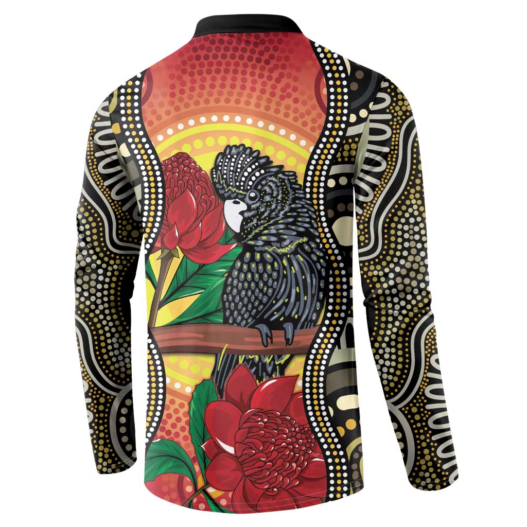 Waratah And Banksian Cockatoo Button Sweatshirt Aboriginal Art