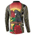 Waratah And Banksian Cockatoo Button Sweatshirt Aboriginal Art