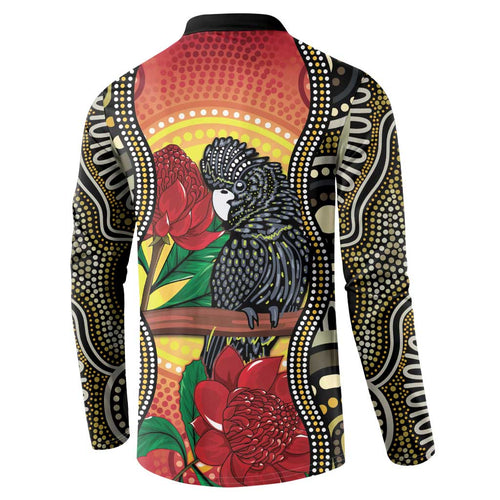 Waratah And Banksian Cockatoo Button Sweatshirt Aboriginal Art