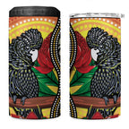 Waratah And Banksian Cockatoo 4 in 1 Can Cooler Tumbler Aboriginal Art