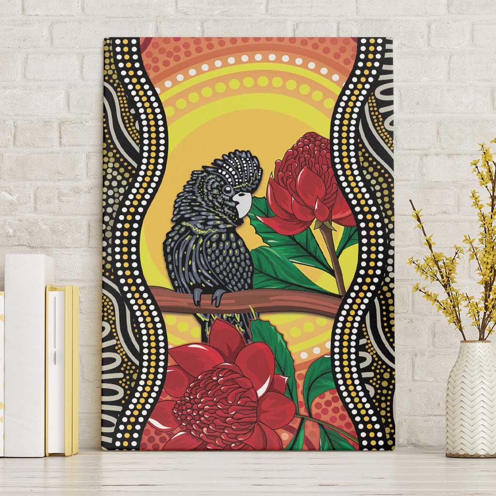 Waratah And Banksian Cockatoo Canvas Wall Art Aboriginal Art