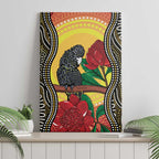 Waratah And Banksian Cockatoo Canvas Wall Art Aboriginal Art