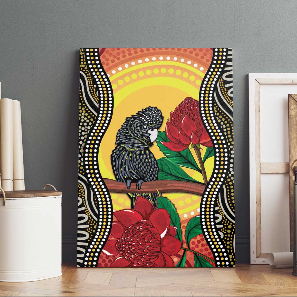 Waratah And Banksian Cockatoo Canvas Wall Art Aboriginal Art