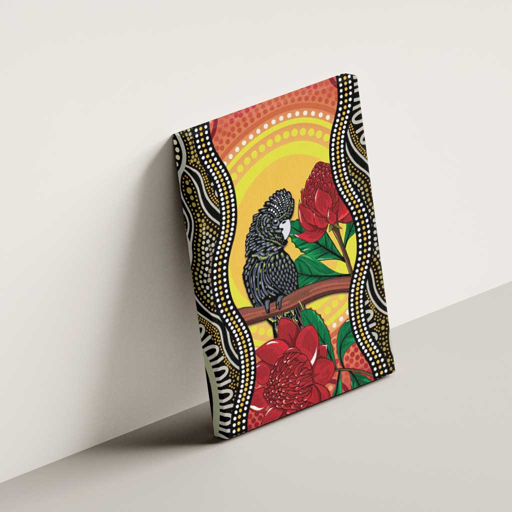 Waratah And Banksian Cockatoo Canvas Wall Art Aboriginal Art