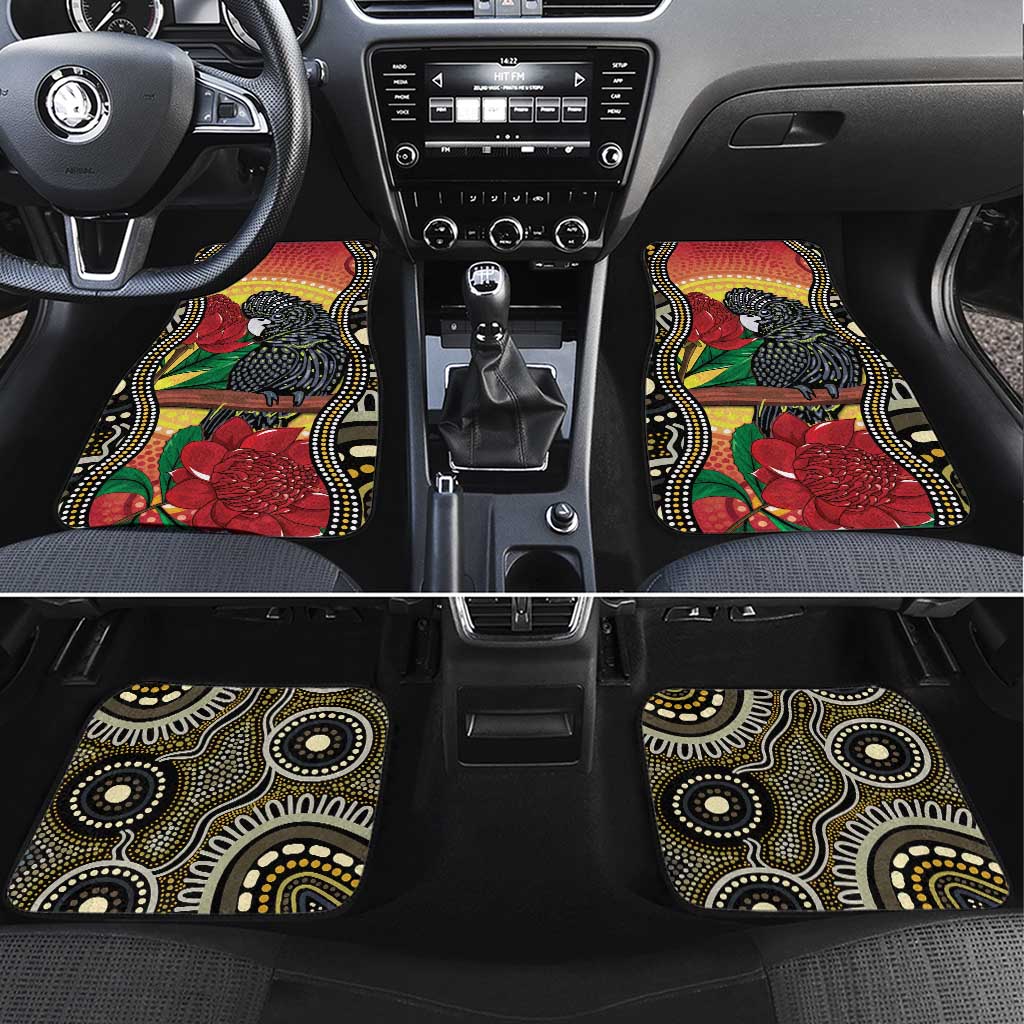 Waratah And Banksian Cockatoo Car Mats Aboriginal Art