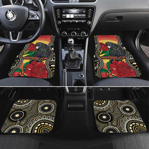 Waratah And Banksian Cockatoo Car Mats Aboriginal Art